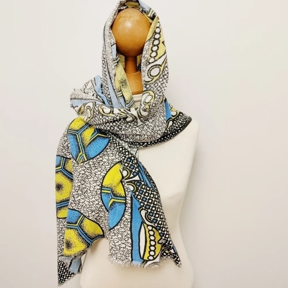 VINTAGE African Masai Soccer Scarf Kenya Katenge Cotton Fabric Wrap Towel